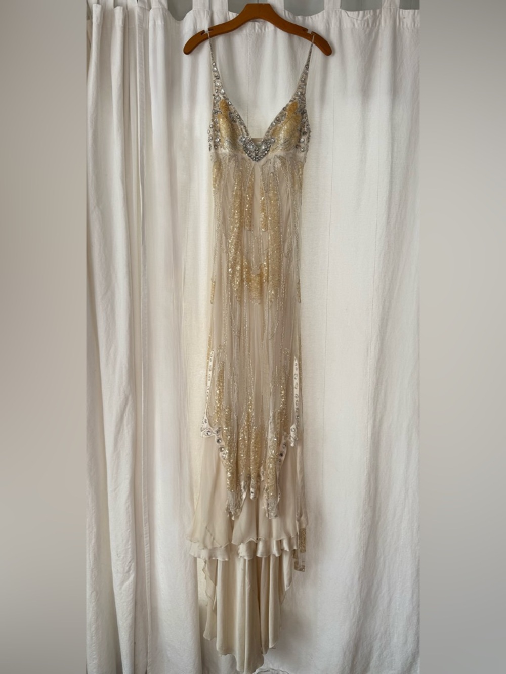 Jenny Packham Papillon Champagne /Silver Beaded Vintage Inspired Wedding Dress